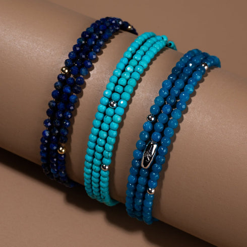 Agate bleue | Argent sterling .925 | Enveloppement de pierres précieuses